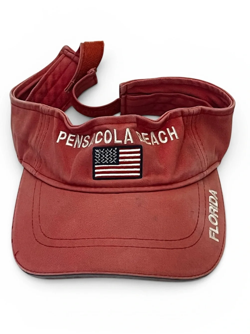 Pensacola Beach Visor with American Flag - Red